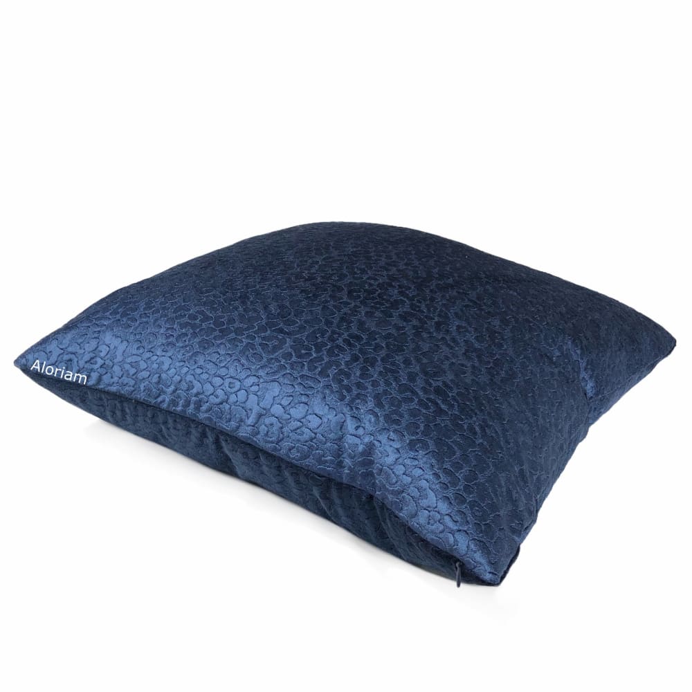 Nyssa Sapphire Blue Leopard Embossed Velvet Pillow Cover - Aloriam