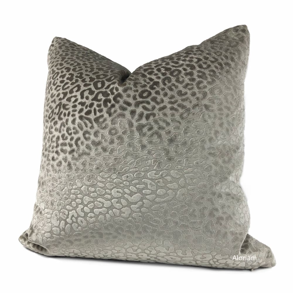 Nyssa Silvery Taupe Leopard Embossed Velvet Pillow Cover - Aloriam