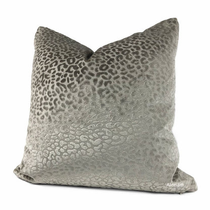 Nyssa Silvery Taupe Leopard Embossed Velvet Pillow Cover - Aloriam