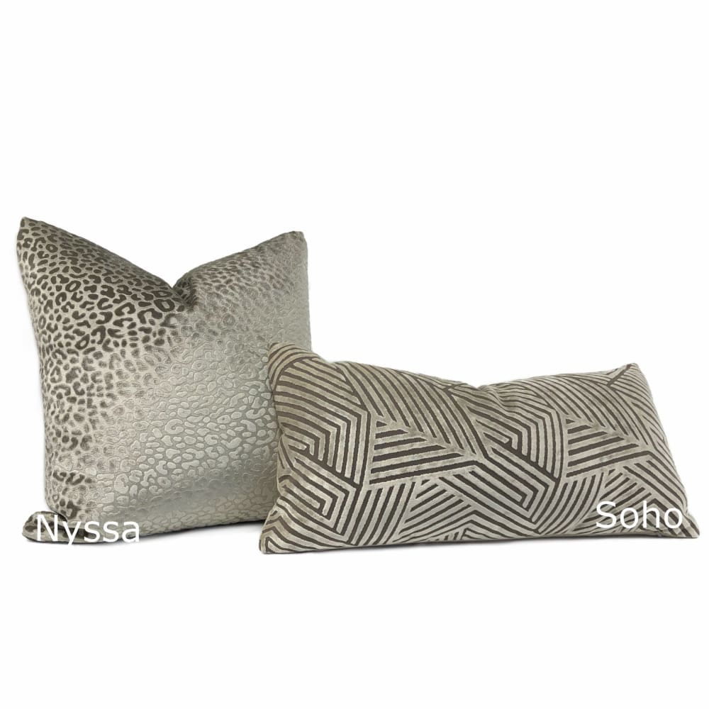 Nyssa Silvery Taupe Leopard Embossed Velvet Pillow Cover - Aloriam