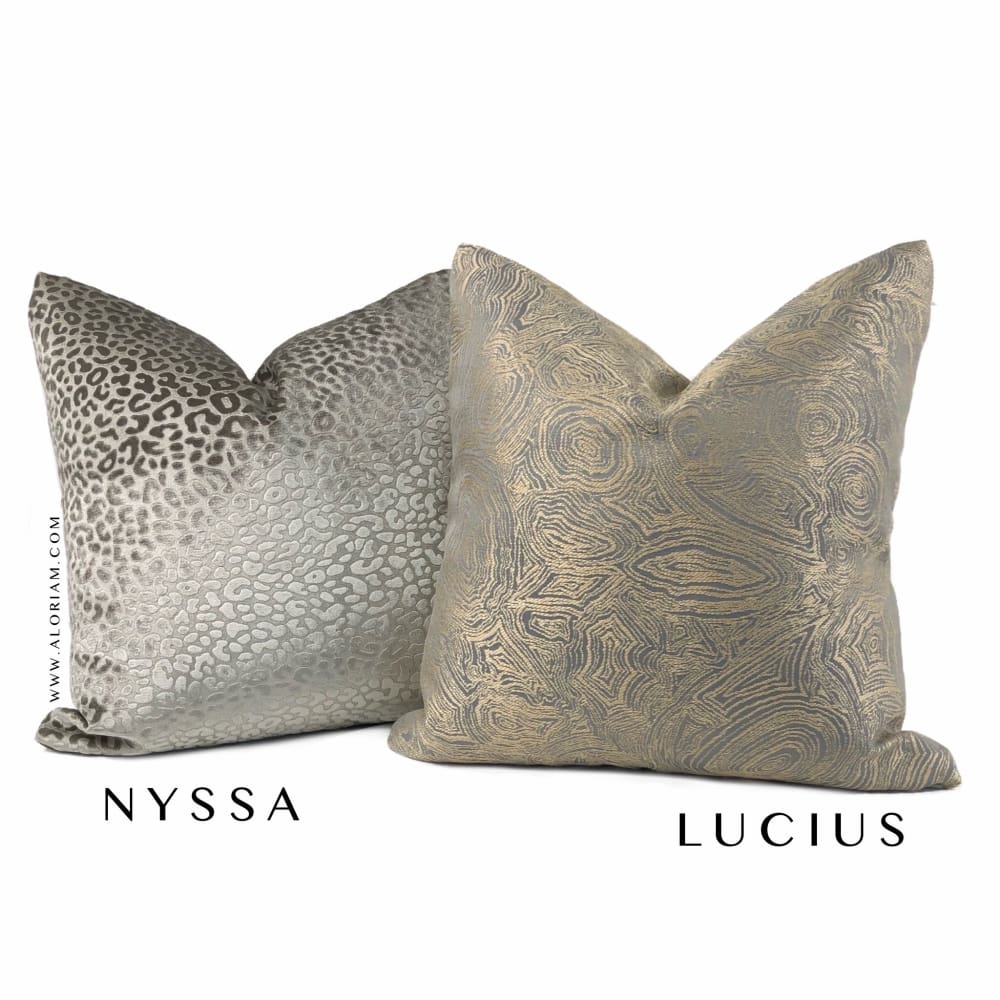 Nyssa Silvery Taupe Leopard Embossed Velvet Pillow Cover - Aloriam