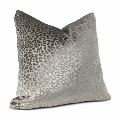 Nyssa Silvery Taupe Leopard Embossed Velvet Pillow Cover - Aloriam