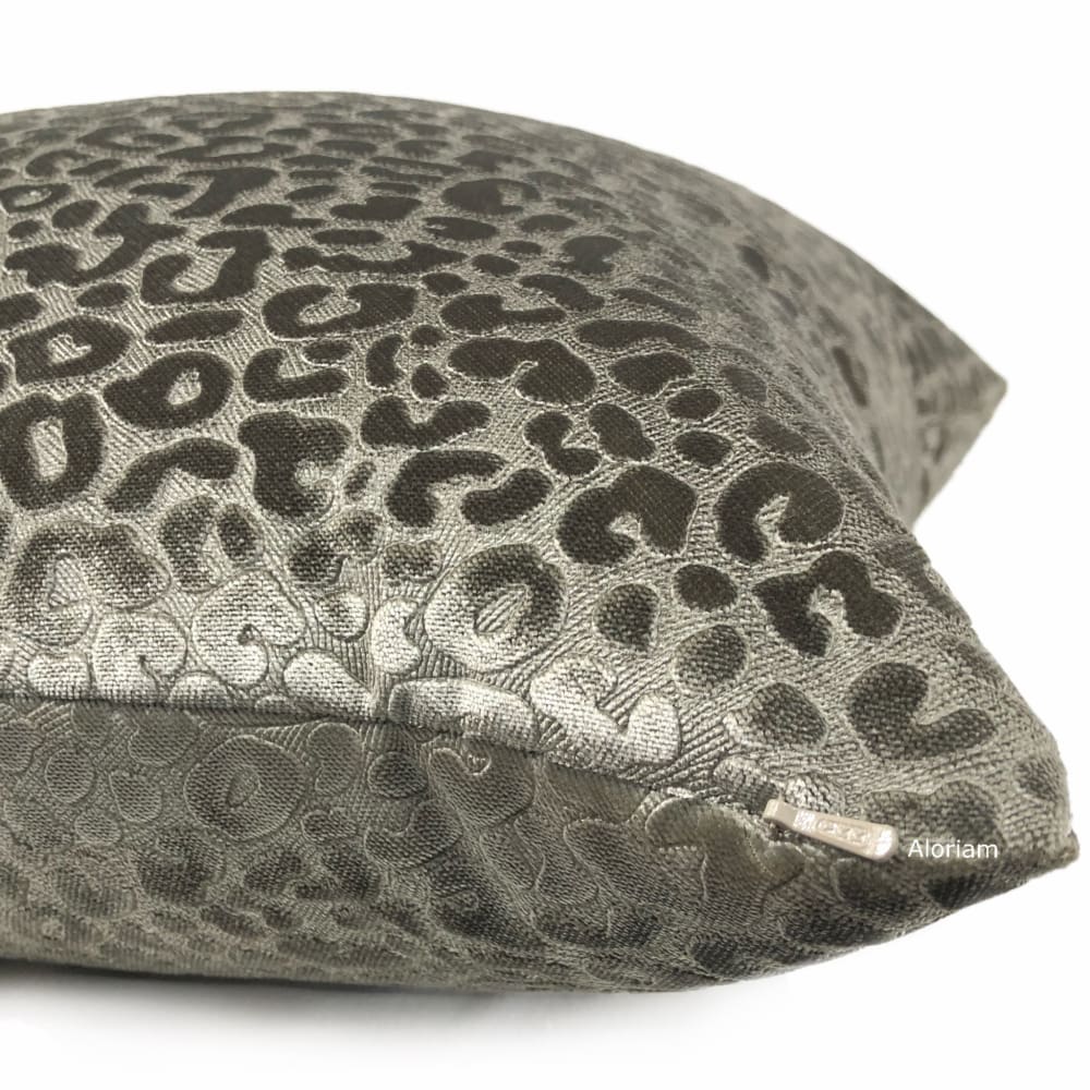 Nyssa Silvery Taupe Leopard Embossed Velvet Pillow Cover - Aloriam