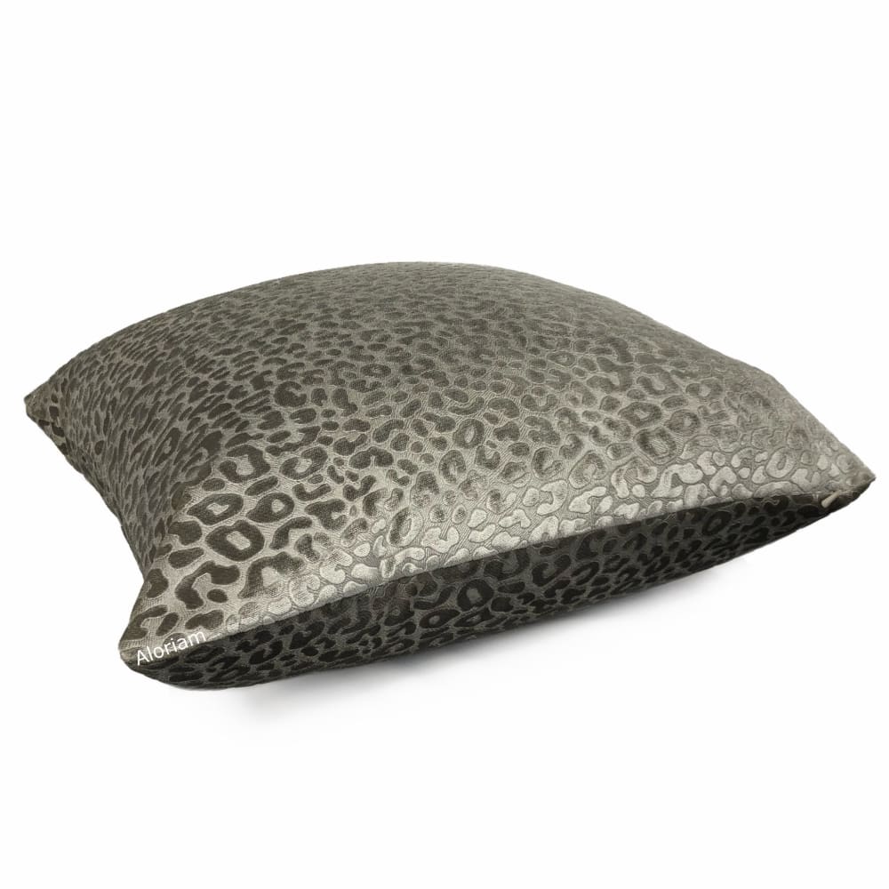 Nyssa Silvery Taupe Leopard Embossed Velvet Pillow Cover - Aloriam