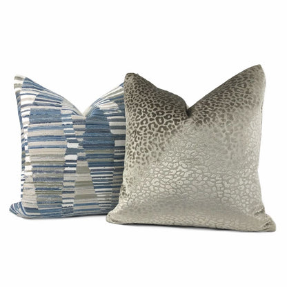 Nyssa Silvery Taupe Leopard Embossed Velvet Pillow Cover - Aloriam