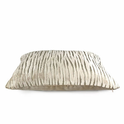 Odette Champagne Beige Cut Velvet Stripe Pillow Cover - Aloriam