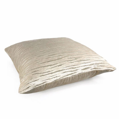 Odette Champagne Beige Cut Velvet Stripe Pillow Cover - Aloriam