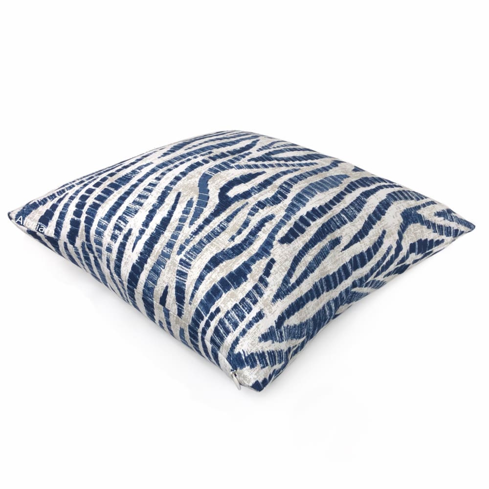 Omar Blue Ecru Animal Stripe Pillow Cover - Aloriam