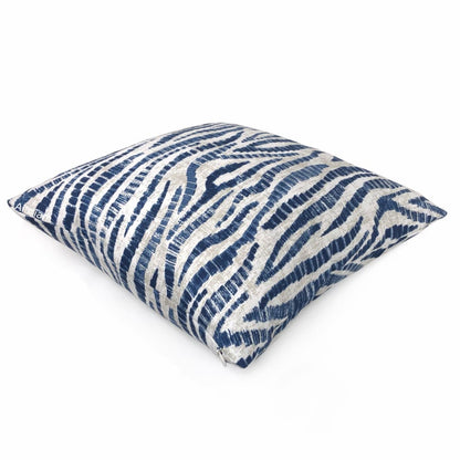 Omar Blue Ecru Animal Stripe Pillow Cover - Aloriam