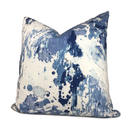 Blue Gray White Modern Art Cotton Print Pillow Case