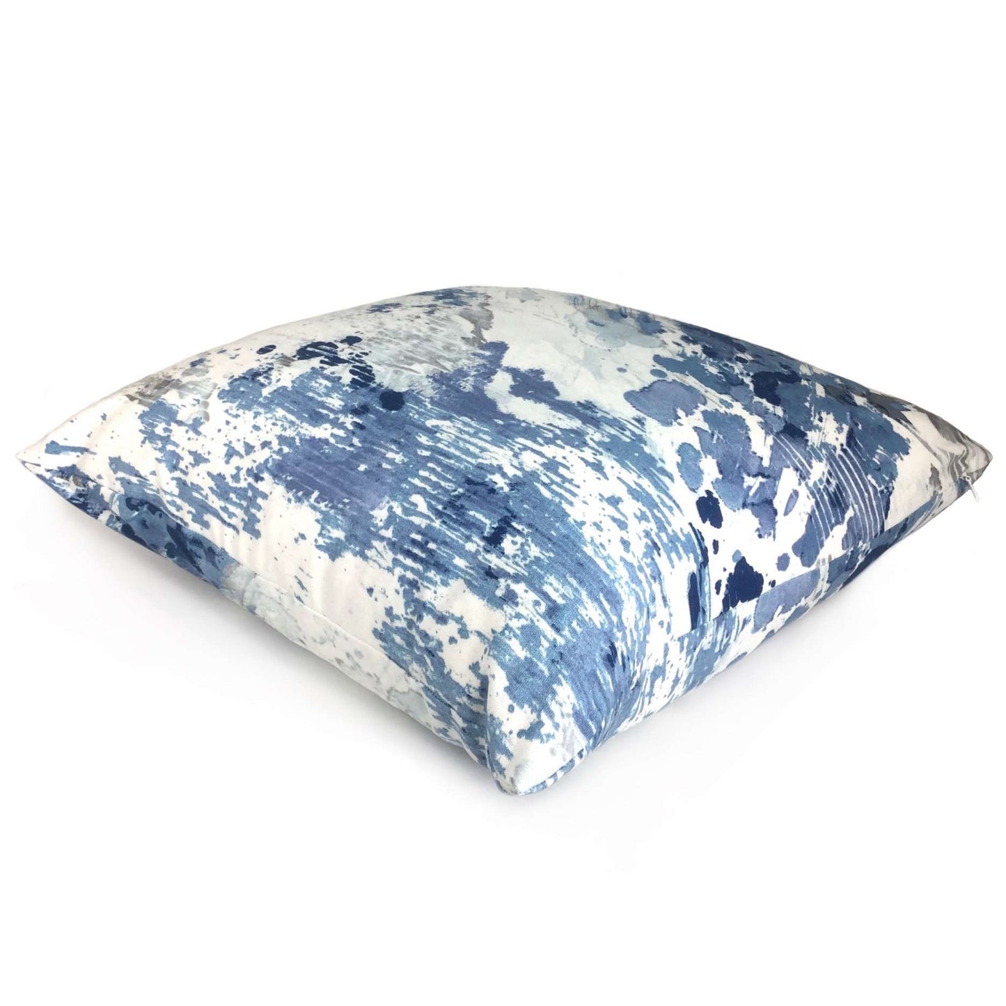 Blue Gray White Modern Art Cotton Print 24x24 Pillow Cover