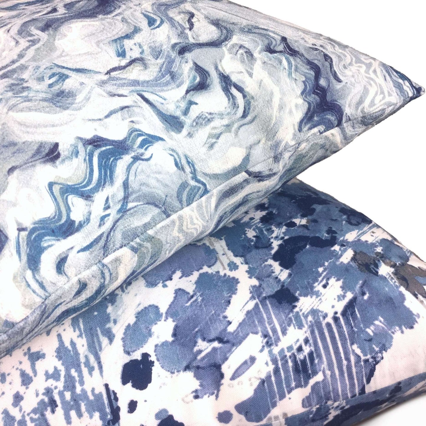 Orinoco Blue Gray White Modern Art Cotton Print Pillow Cover Cushion Pillow Case Euro Sham 16x16 18x18 20x20 22x22 24x24 26x26 28x28 Lumbar Pillow 12x18 12x20 12x24 14x20 16x26 by Aloriam