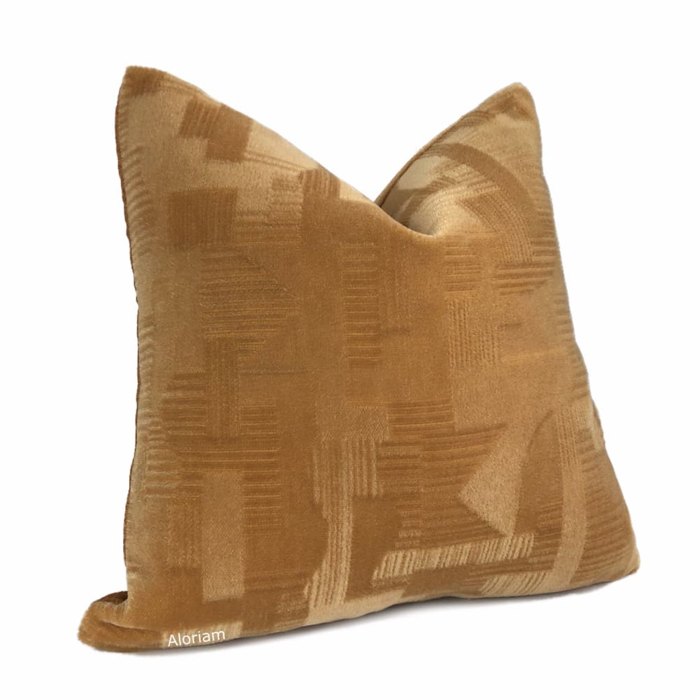 Oslow Mid-Century Modern Adobe Brown Mohair Velvet Pillow Cover (Brunschwig & Fils Fabric) - Aloriam