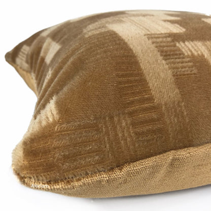 Oslow Mid-Century Modern Adobe Brown Mohair Velvet Pillow Cover (Brunschwig & Fils Fabric) - Aloriam