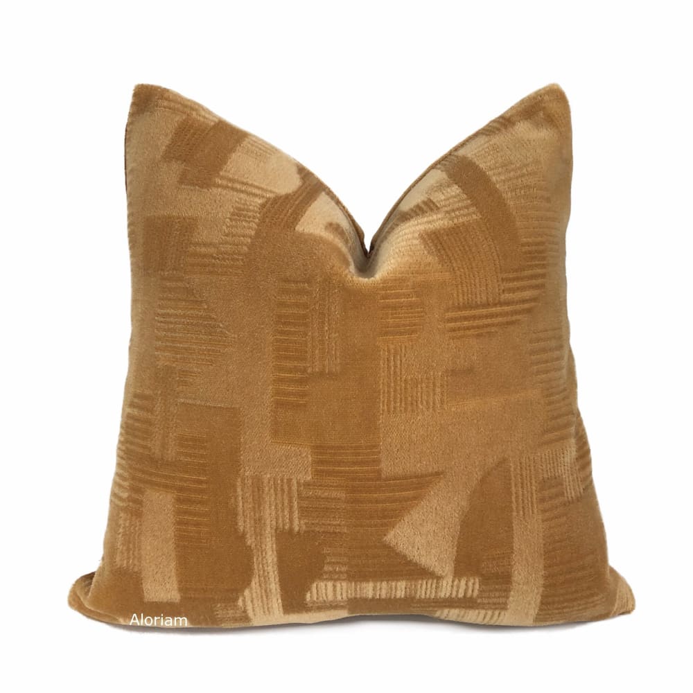 Oslow Mid-Century Modern Adobe Brown Mohair Velvet Pillow Cover (Brunschwig & Fils Fabric) - Aloriam