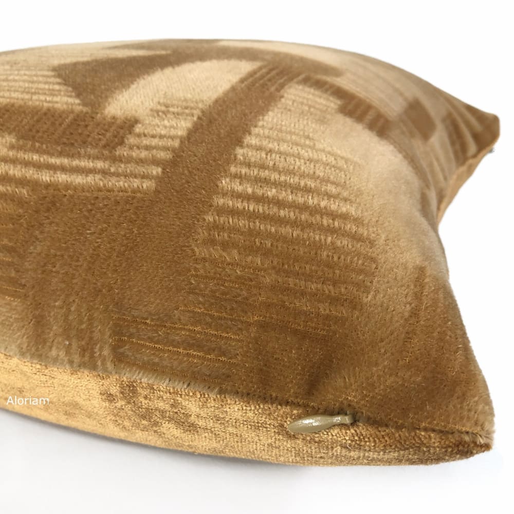 Oslow Mid-Century Modern Adobe Brown Mohair Velvet Pillow Cover (Brunschwig & Fils Fabric) - Aloriam