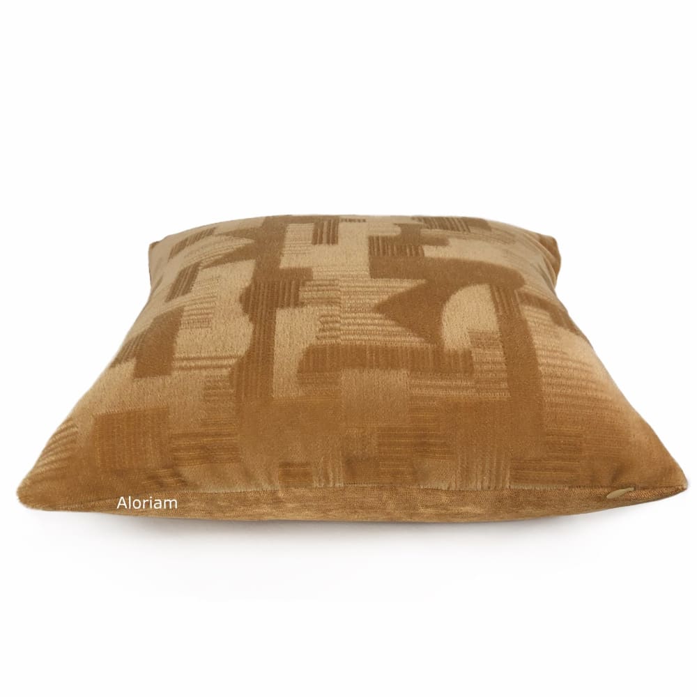 Oslow Mid-Century Modern Adobe Brown Mohair Velvet Pillow Cover (Brunschwig & Fils Fabric) - Aloriam