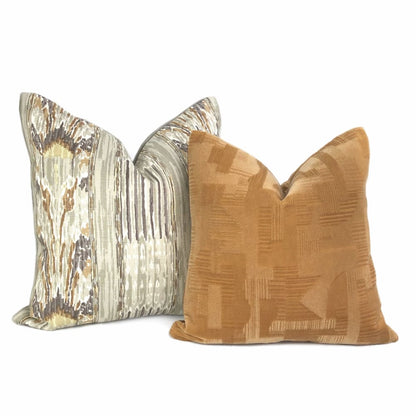 Oslow Mid-Century Modern Adobe Brown Mohair Velvet Pillow Cover (Brunschwig & Fils Fabric) - Aloriam