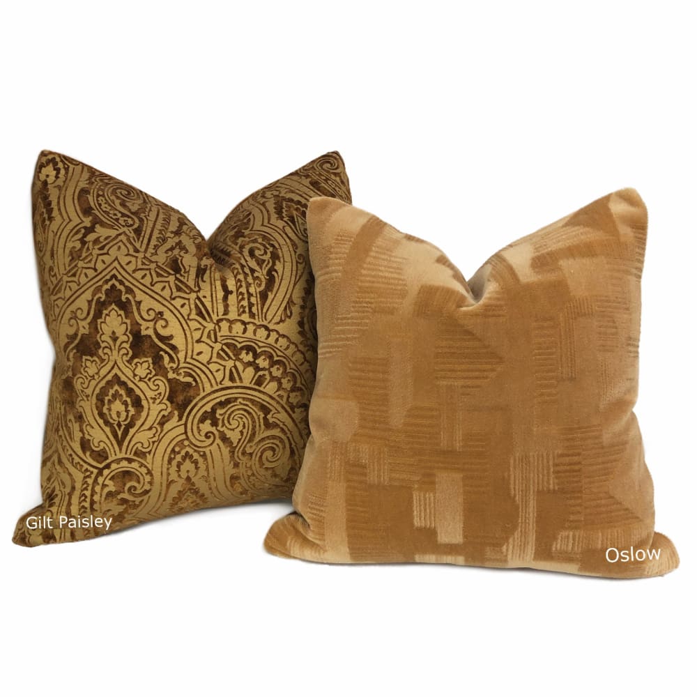 Oslow Mid-Century Modern Adobe Brown Mohair Velvet Pillow Cover (Brunschwig & Fils Fabric) - Aloriam