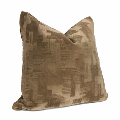 Oslow Mid-Century Modern Brown Mohair Velvet Pillow Cover (Brunschwig & Fils Fabric) - Aloriam