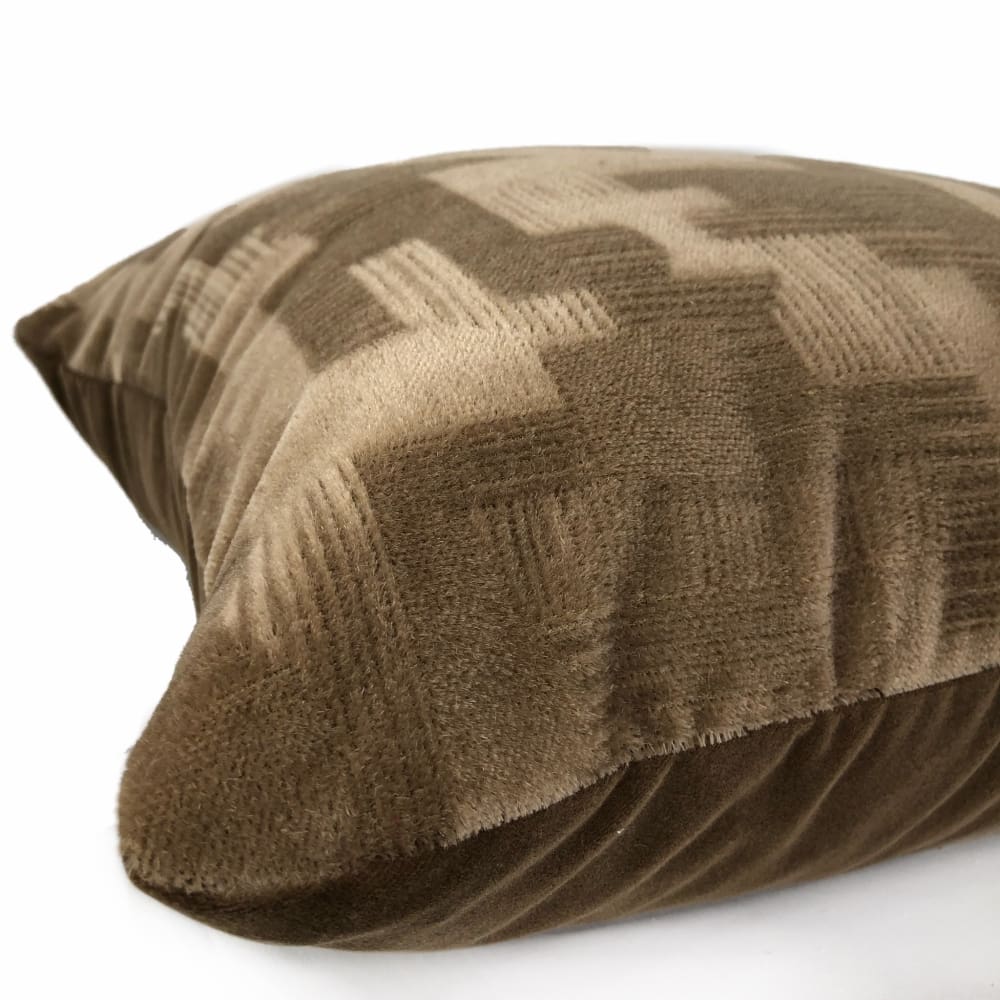 Oslow Mid-Century Modern Brown Mohair Velvet Pillow Cover (Brunschwig & Fils Fabric) - Aloriam