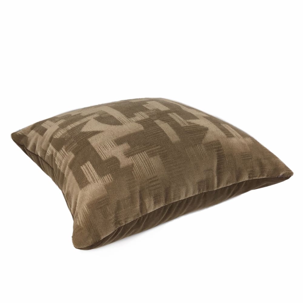 Oslow Mid-Century Modern Brown Mohair Velvet Pillow Cover (Brunschwig & Fils Fabric) - Aloriam