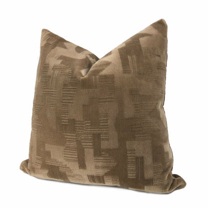 Oslow Mid-Century Modern Brown Mohair Velvet Pillow Cover (Brunschwig & Fils Fabric) - Aloriam