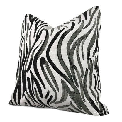 Otto Black White Waves Cotton Print Pillow Cover - Aloriam