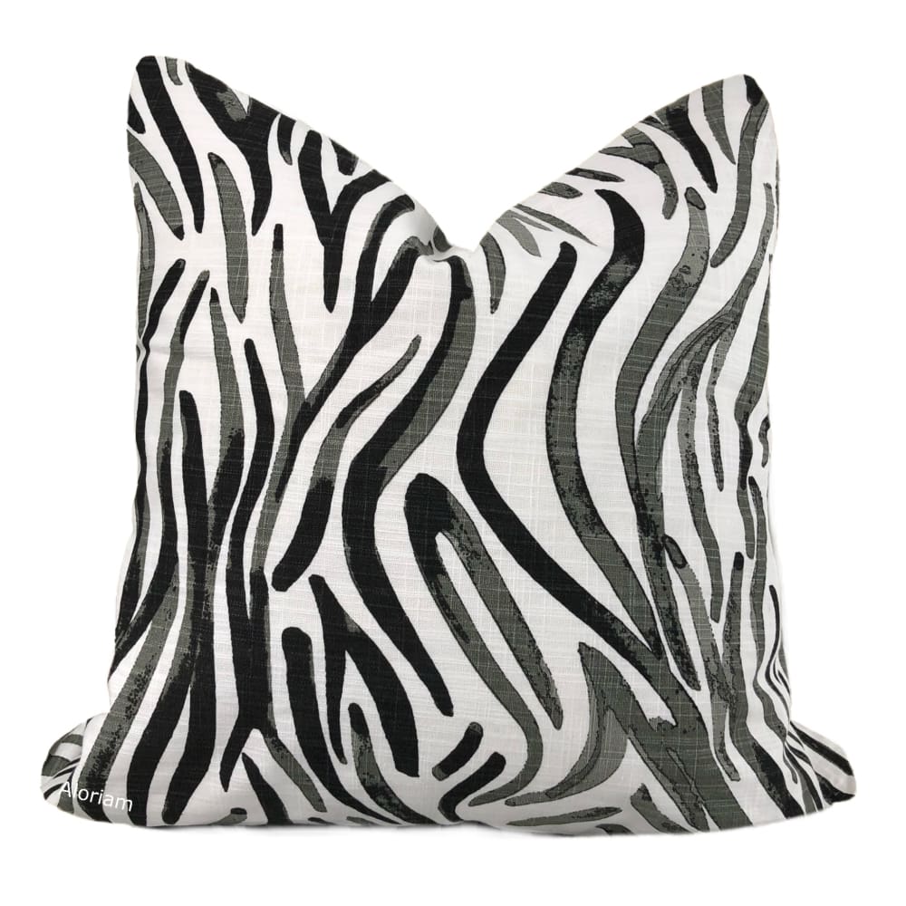 Otto Black White Waves Cotton Print Pillow Cover - Aloriam