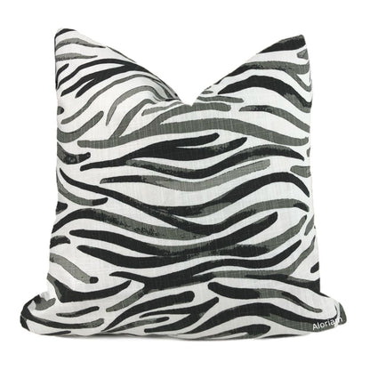 Otto Black White Waves Cotton Print Pillow Cover - Aloriam