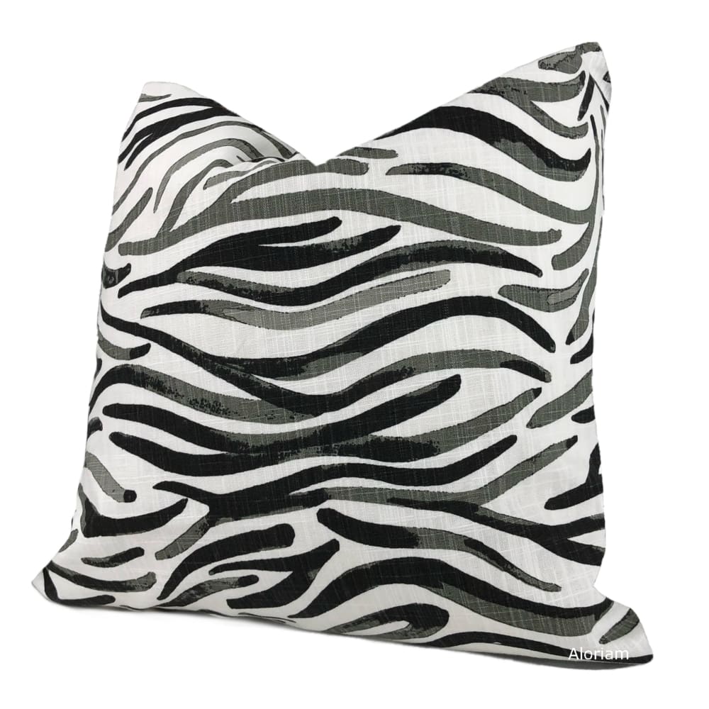 Otto Black White Waves Cotton Print Pillow Cover - Aloriam