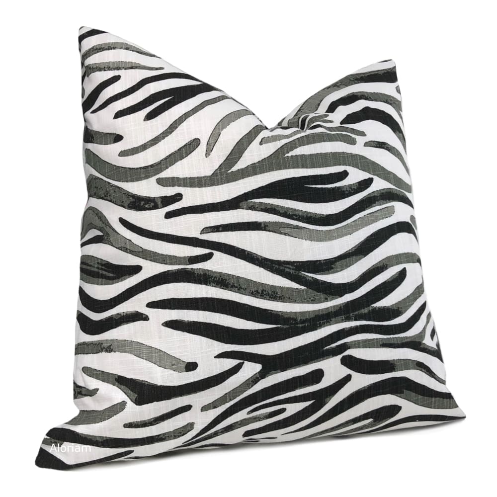 Otto Black White Waves Cotton Print Pillow Cover - Aloriam