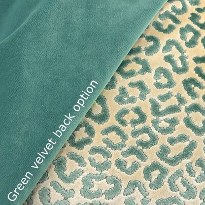 Panthere Aqua Green Ivory Leopard Spot Italian Cut Velvet Pillow Cover (Brunschwig & Fils fabric) - Aloriam