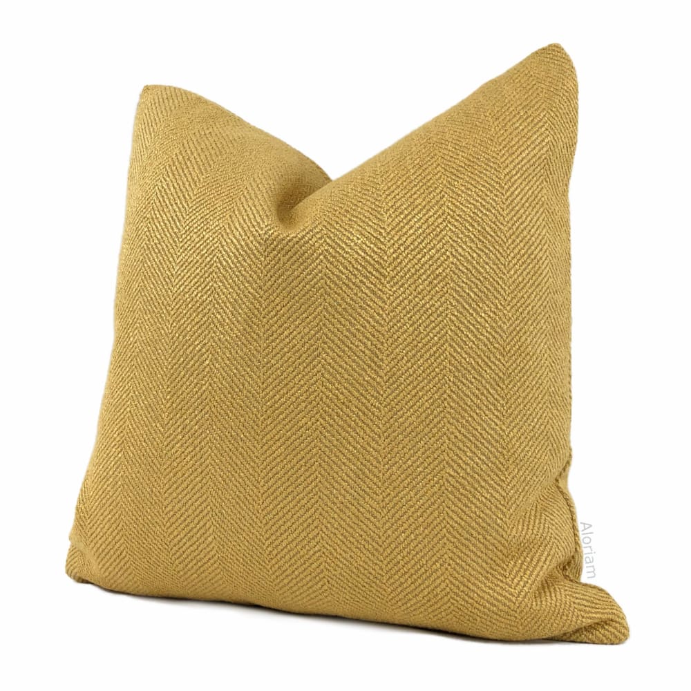 Parker Ochre Yellow Herringbone Pillow Cover - Aloriam