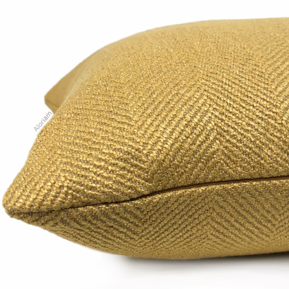 Parker Ochre Yellow Herringbone Pillow Cover - Aloriam