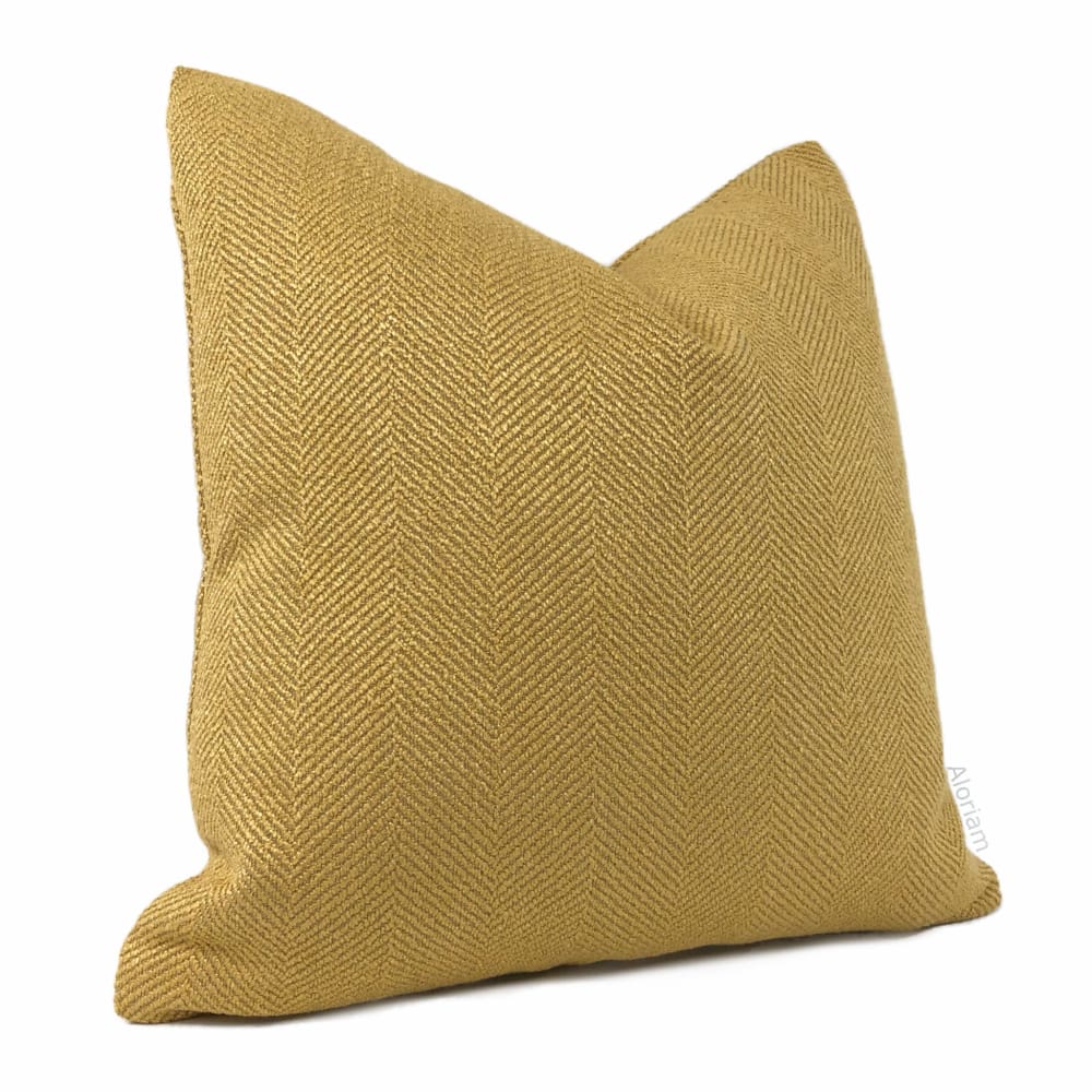 Parker Ochre Yellow Herringbone Pillow Cover - Aloriam