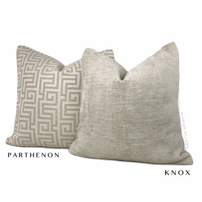 Parthenon Ecru Beige Greek Key Pillow Cover - Aloriam