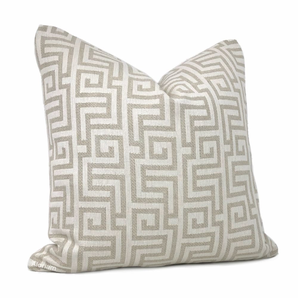 Parthenon Ecru Beige Greek Key Pillow Cover - Aloriam