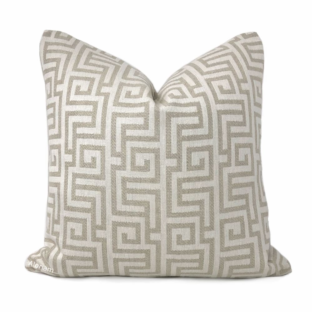 Parthenon Ecru Beige Greek Key Pillow Cover - Aloriam