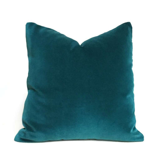 Peacock Teal Blue Green Robert Allen Exquisite Cotton Velvet Pillow Cover