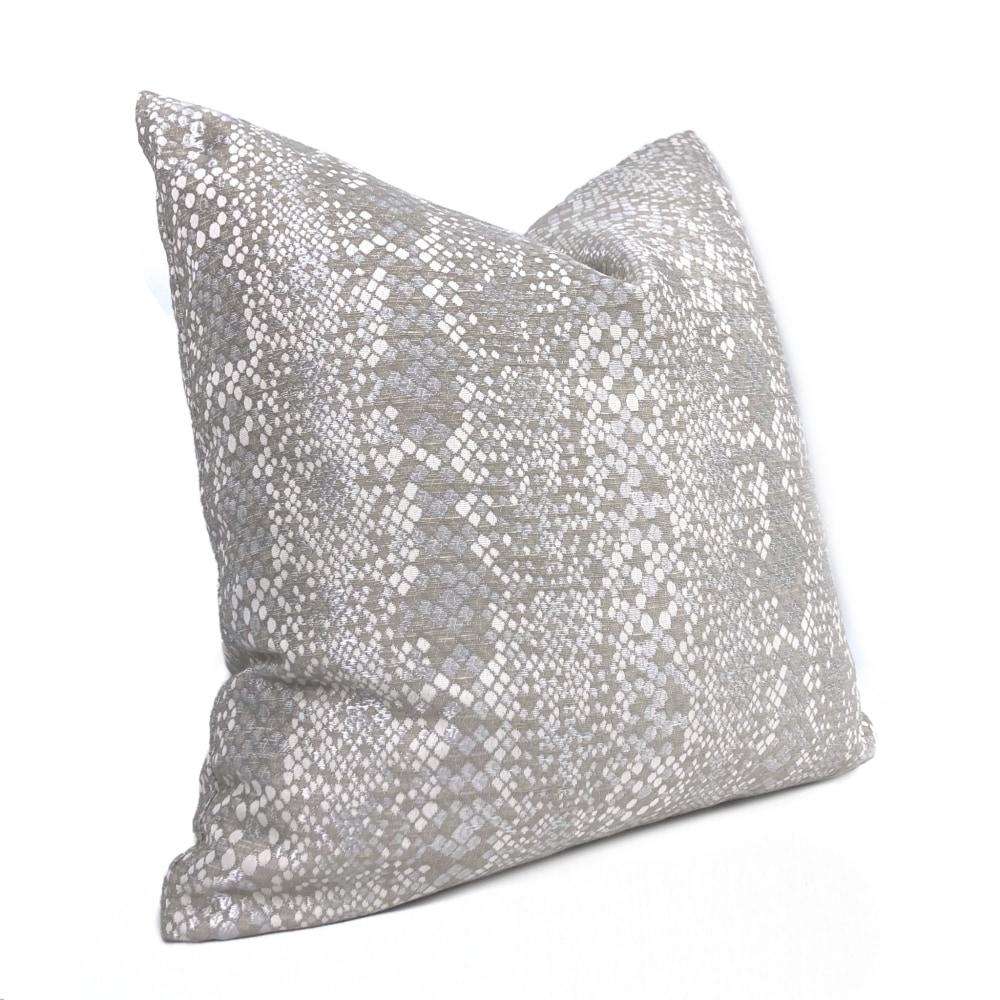 Pearlescent Python Snakeskin Gray Beige Taupe Lumbar Pillow 12x18 12x20 12x24 14x20 16x26