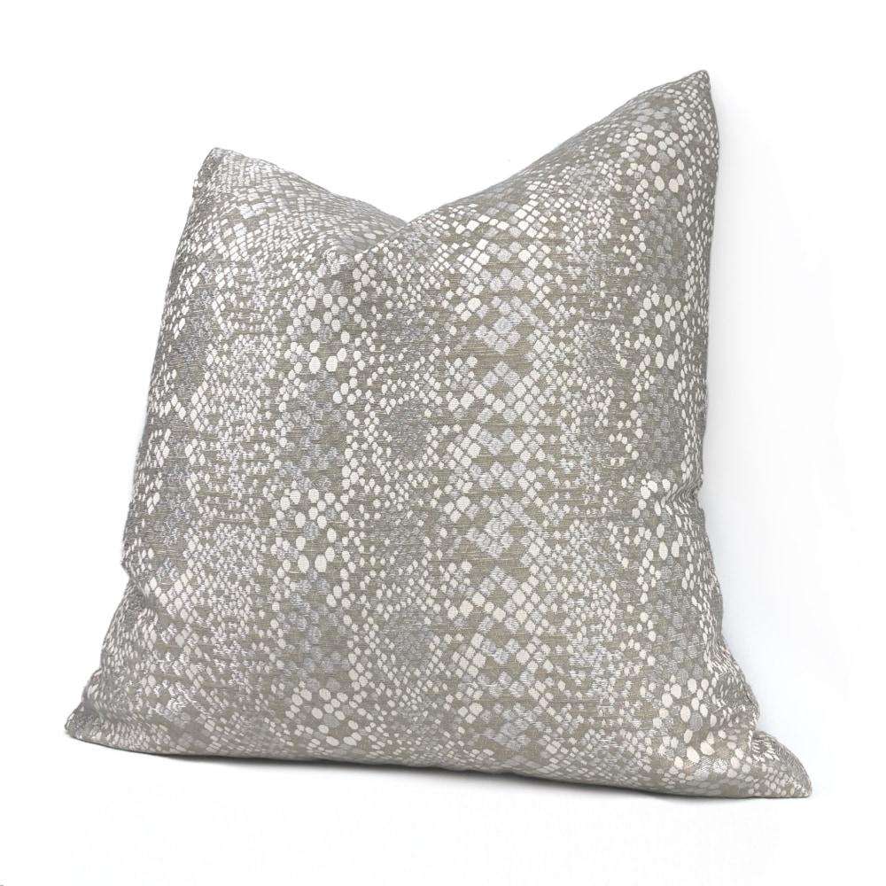 Pearlescent Python Snakeskin Gray Beige Taupe Pillow Sham 16x16 18x18 20x20 22x22 24x24 26x26 28x28