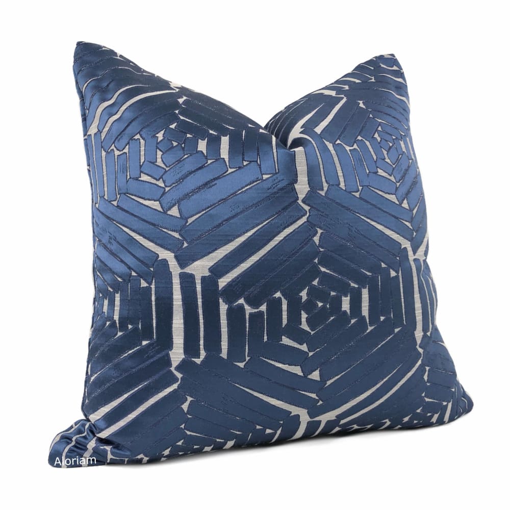 Percival Blue Gray Freeform Hexagons Pillow Cover - Aloriam