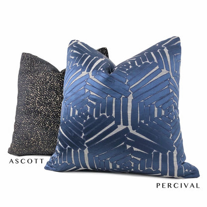 Percival Blue Gray Freeform Hexagons Pillow Cover - Aloriam