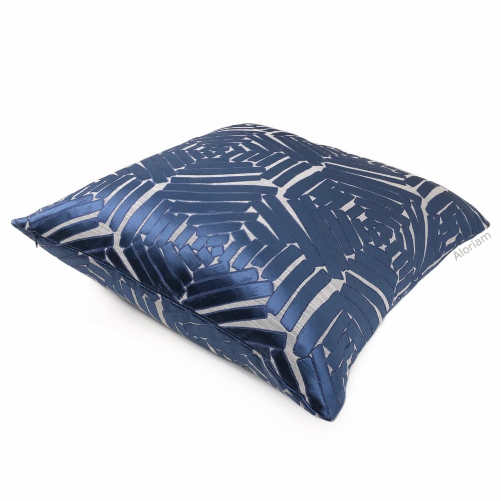 Percival Blue Gray Freeform Hexagons Pillow Cover - Aloriam