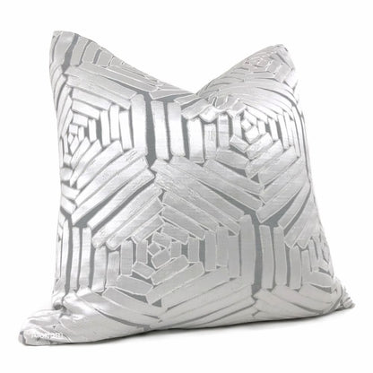 Percival Cloud Gray Freeform Hexagons Pillow Cover - Aloriam