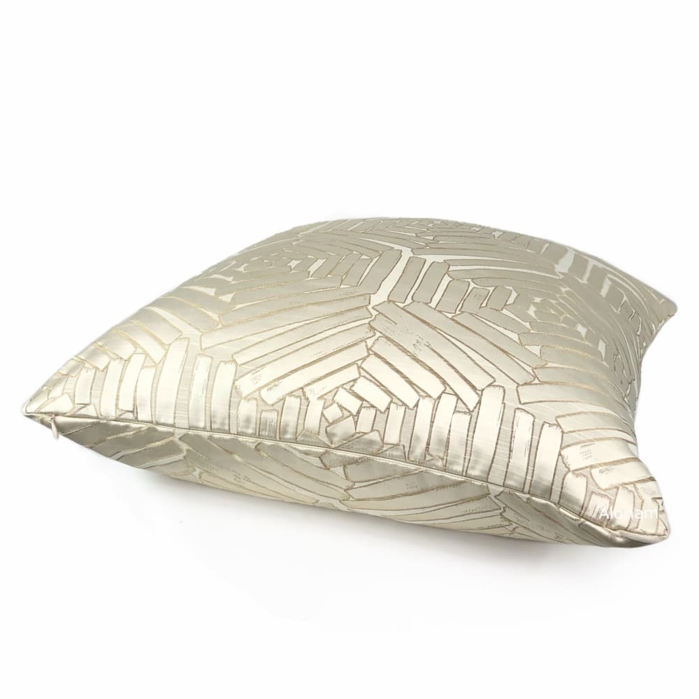 Percival Cream & Gold Freeform Hexagons Pillow Cover - Aloriam