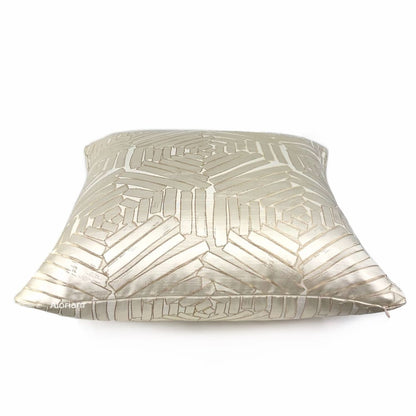 Percival Cream & Gold Freeform Hexagons Pillow Cover - Aloriam