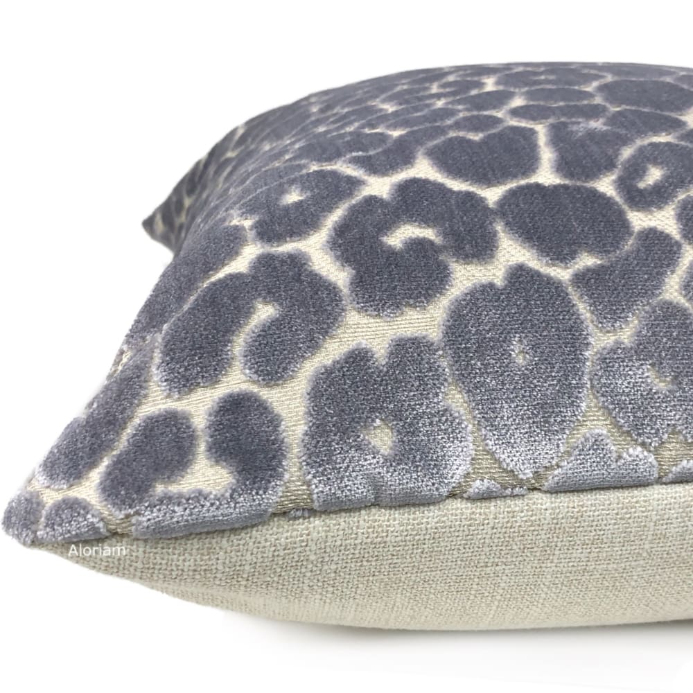 Phoebe Dusk Gray Leopard Velvet Pillow Cover - Aloriam