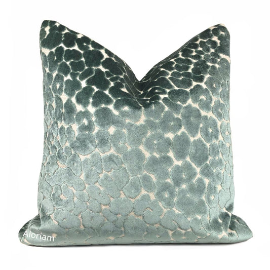 Phoebe Mineral Green Leopard Velvet Pillow Cover - Aloriam